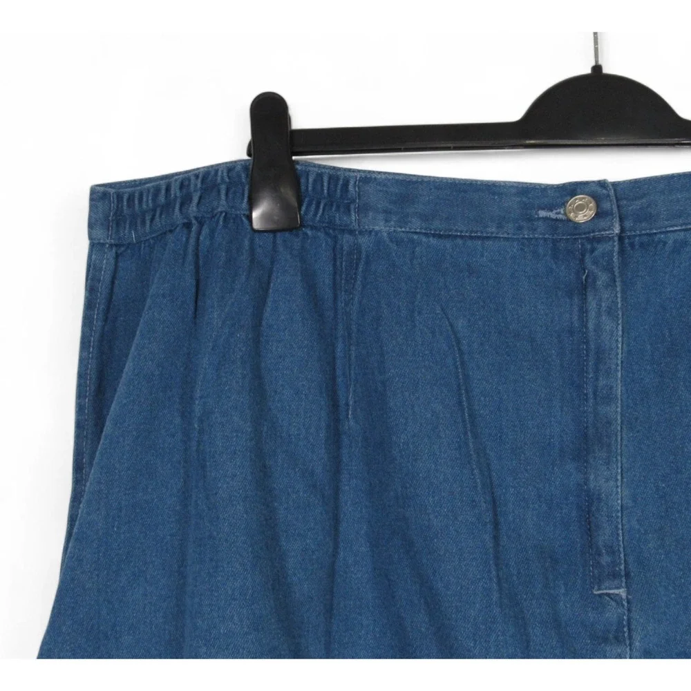 NWT ROAMAN'S Blue Denim PLEATED Elastic Sides SLIT BACK A-Line JEAN SKIRT J8/30W